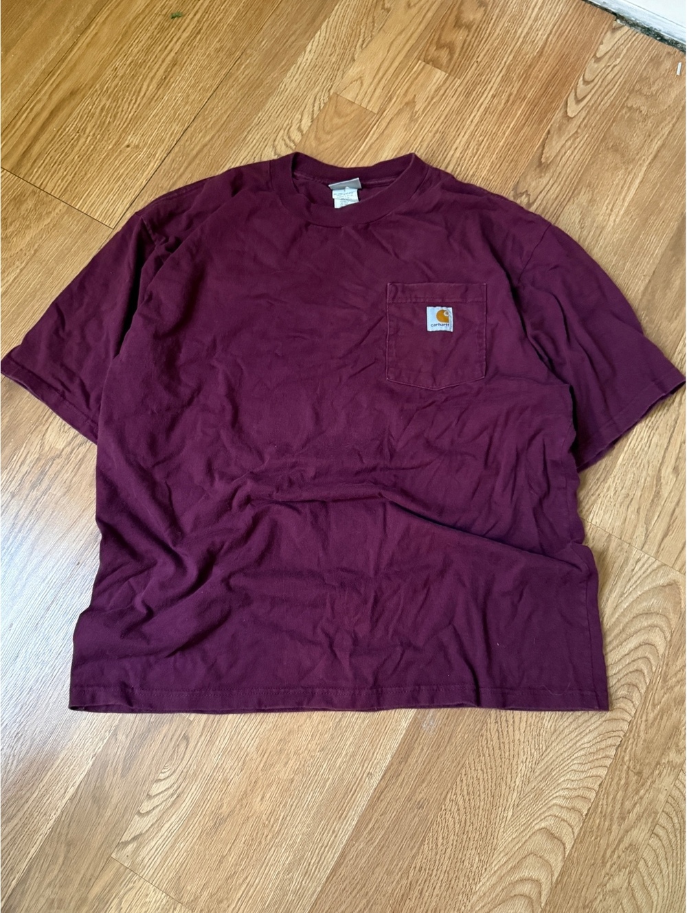carhartt burgundy short sleeve pocket t-shirt regular large